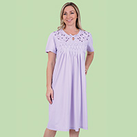 Keyhole Nightgown with Embroidery