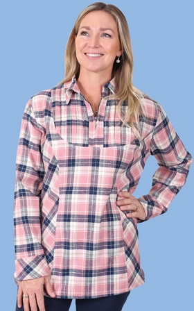 Zip Pintuck Flannel Shirt