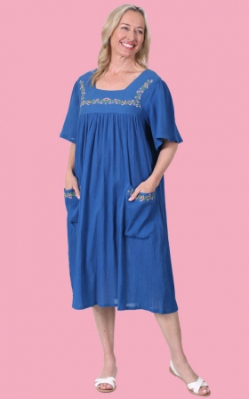 Embroidered Gauze Dress