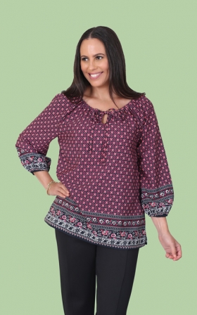 Border Print Tie Top