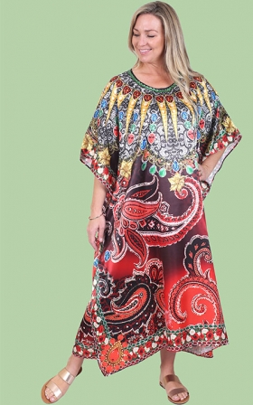 Calypso Paisley Satin Caftan