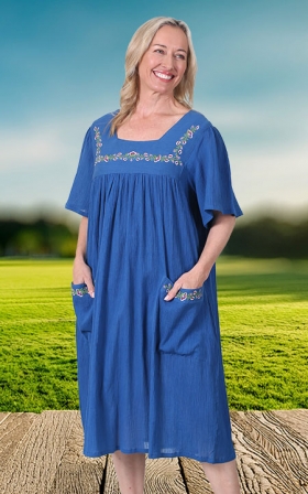 Embroidered Gauze Dress