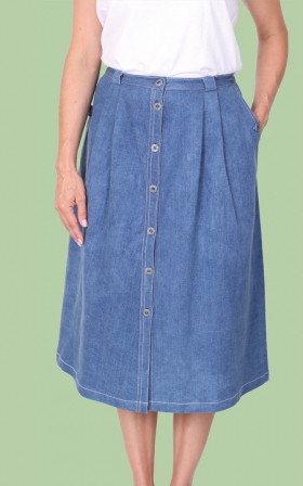 Health Pride Denim Button Front Skirt