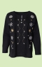 Snowflake Embroidered Pintuck Top