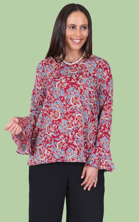 Paisley Bell Sleeve Blouse