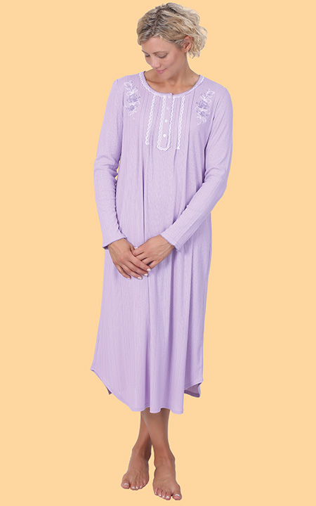 Embroidered Pointelle Gown