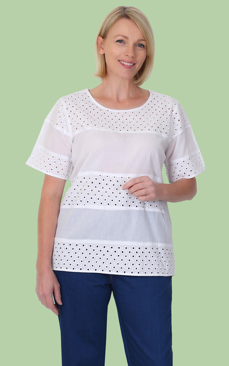 White Eyelet Short Sleeve Top
