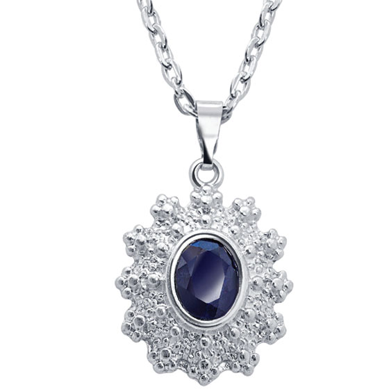 Genuine Sapphire Pendant Necklace