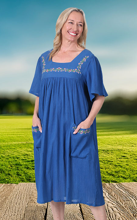 Embroidered Gauze Dress