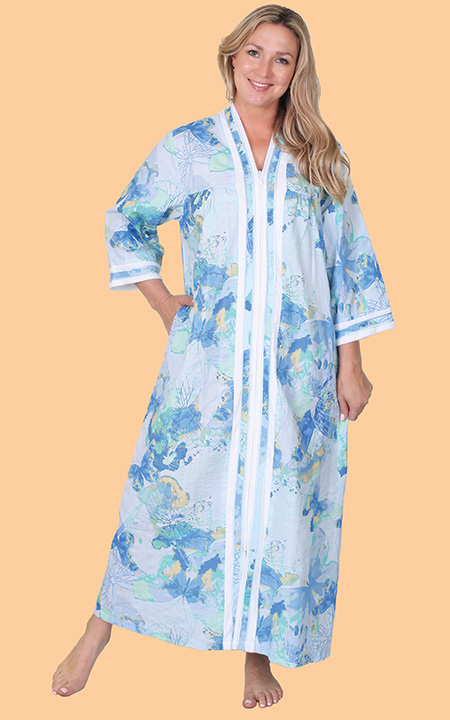 Health Pride - Seersucker Zip Front Robe