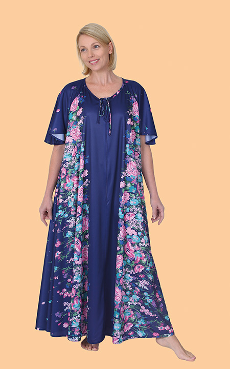 Navy Floral Wide Sweep Lounger