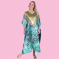 Satin Caftan Emerald Leopard