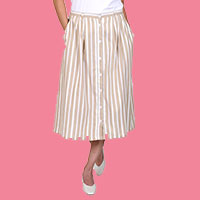 Stripe Button Front Skirt