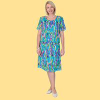 Turquoise Print Popover Dress