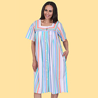 Stripe Snap Button Front Duster