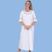 Floral Embroidered Knit Nightgown