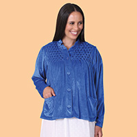 Smocked Velour Bed Jacket