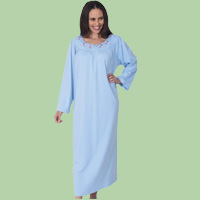 Embroidered Edge Neckline Nightgown